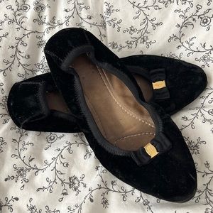 Ferragamo black velvet flats size 8